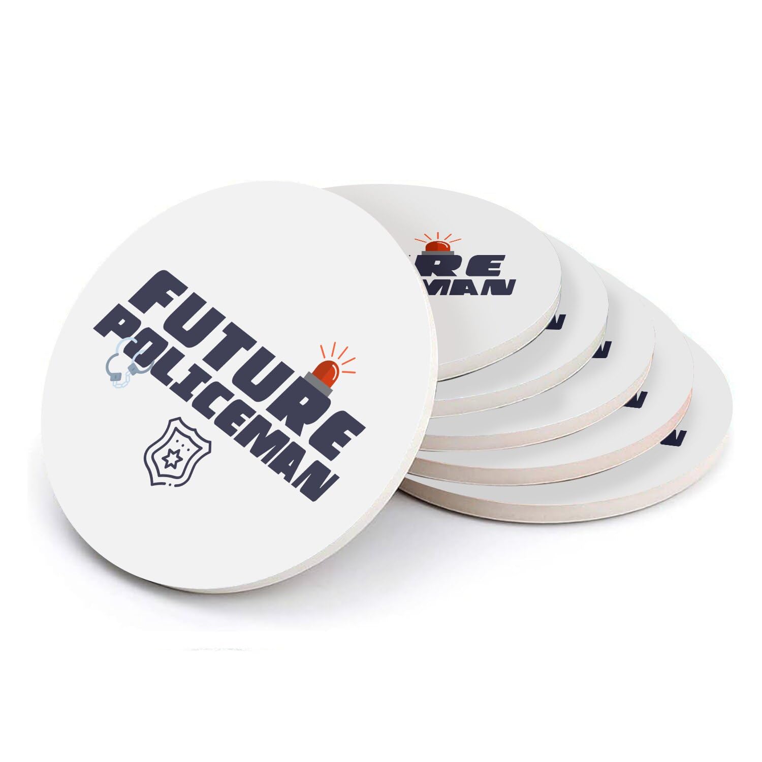 Sous verre ronds en céramique Future Policeman lot de 6 dessous de table