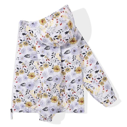 Image of SUNDAY ROSE Girls Windbreaker Jackets Lightweight Water Resistant Coat Outwear with Hooded for Kids