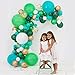 JUNIBEL Balloon Arch & Garland Kit | Emerald Green, Pearl White, Gold Confetti | Adhesive Dots & Decorating Strip | Jungle, Safari, Forest, Dinosaur, Graduation, Anniversary Party Decorations