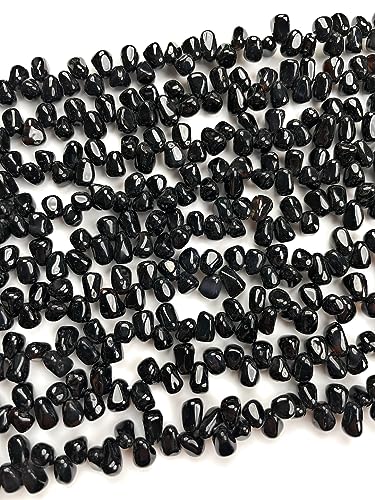 Perles onyx noir naturel en forme de larme pour création bijoux