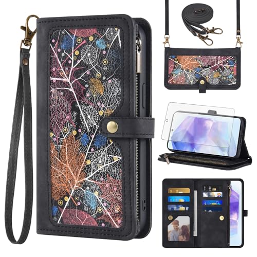 Coque Samsung Galaxy A55 5G portefeuille à bandoulière pour sorties et trajets