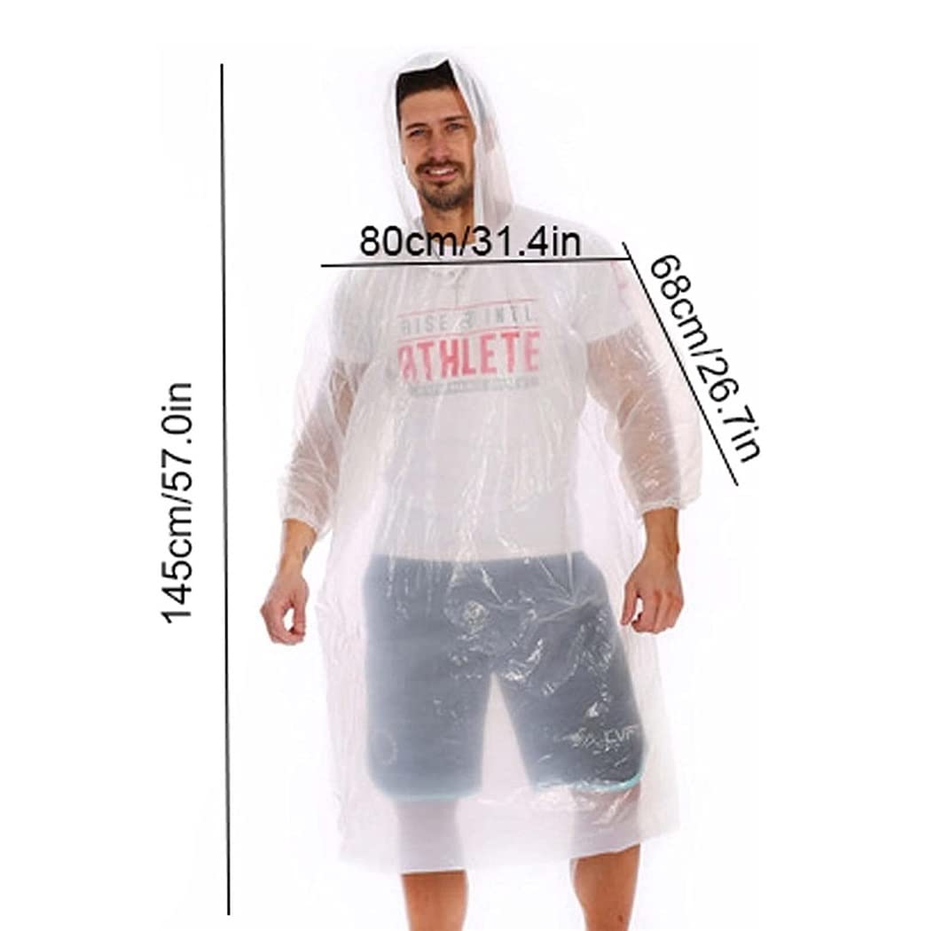 Impermeable Cape De Pluie Imperméable Long Jetable 10 Pièces, Poncho De Pluie Pliable en PE, Vêtements De Pluie Portables pour Trave Impermeable Homme Femme (Color : White, Size : One Size)