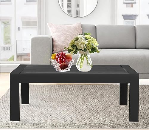 image for Kiss the Water All-Weather Aluminum Outdoor Coffee Table, Modern Coffe