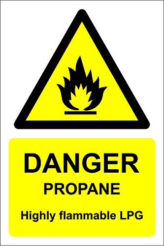Danger Propane. Highly Flammable Sign - Self Adhesive Sticker 300mm x 200mm