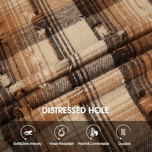 Image of WARHORSEE Flannel Shirt for Men Long Sleeve Button Down Plaid Shirts
