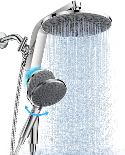 HOPOPRO Rain Shower Head with Handheld, 9' Dual Magnetic Shower Heads Combo | High Pressure Rainfall Shower Heads, Easy 3-Step Installation, Adjustable Angle, Double Detachable Showerhead, Bathroom Set