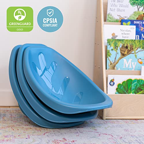 Image of ECR4Kids Plastic Leaf Scoop Floor Rocker Seat, Classroom Furniture, Peacock Blue, 6-Piece
