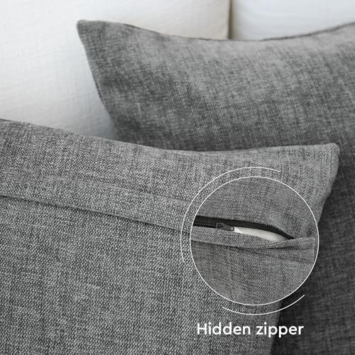 Image of Encasa XO Thick Chenille Throw Pillow Covers Set of 2 | Grey - (20 inchx20 inch) (50x50 cm) | Decorative Accent Square Throw Pillow Cases for Couch, Home Decor, Sofa