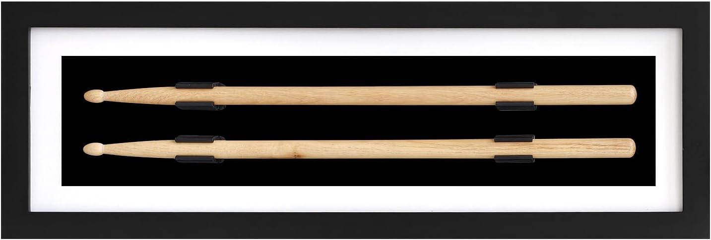 Drumstick Display Case Shadow Box - Solid Pine Wood Frame with Clear Acrylic Panel - Wall Mounted Drum Stick Holder for 5A 5B 7A Sticks - Music Room Decor Gift for Drummers Musicians