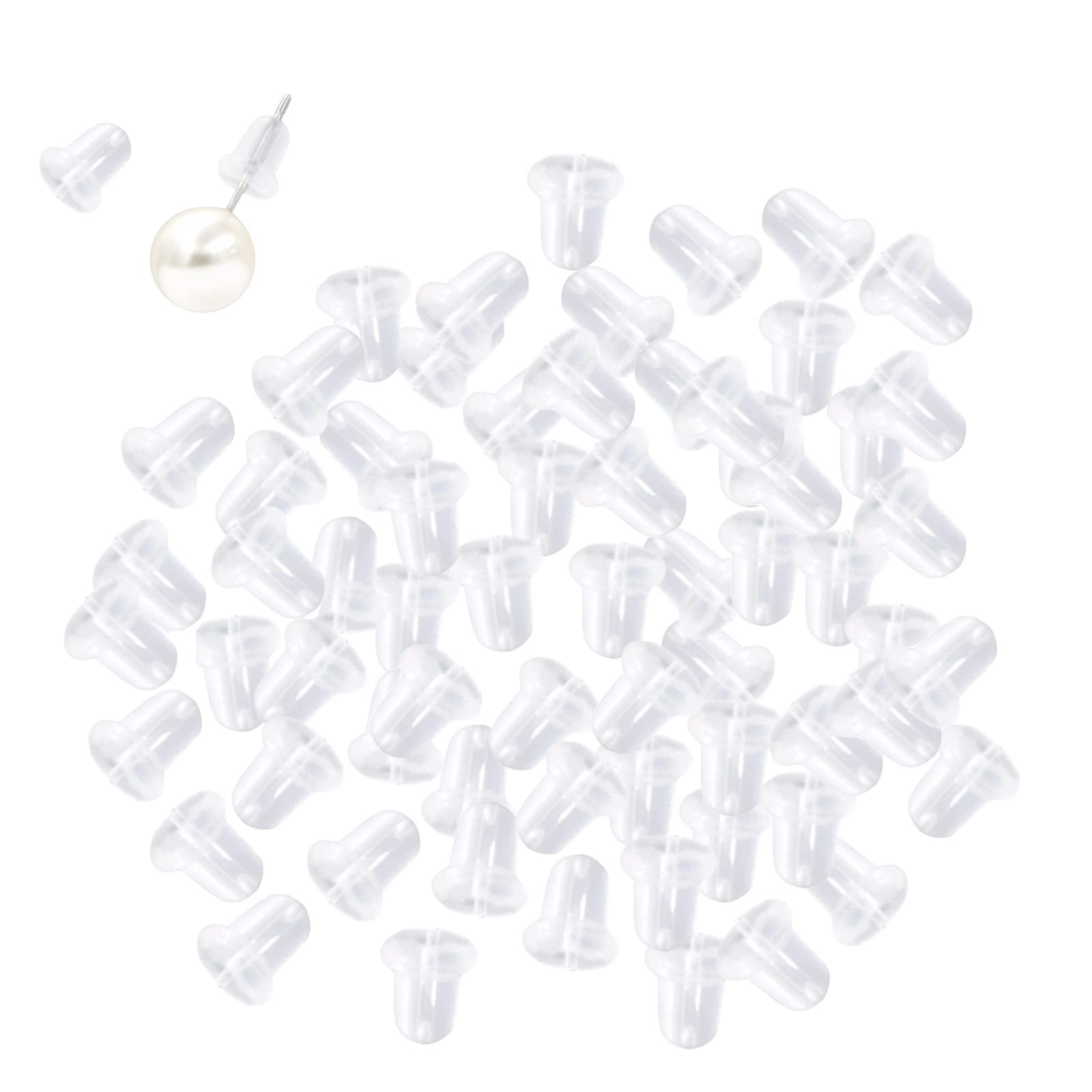 SHULLIN About 1000 Pcs Earring Backs Stoppers Clear Soft Rubber Earring Backs Stopper Clutch Stopper Safety Backs Stoppers Silicone Round Ear Plugging Blocked Earring Transparent Rubber Stoppers