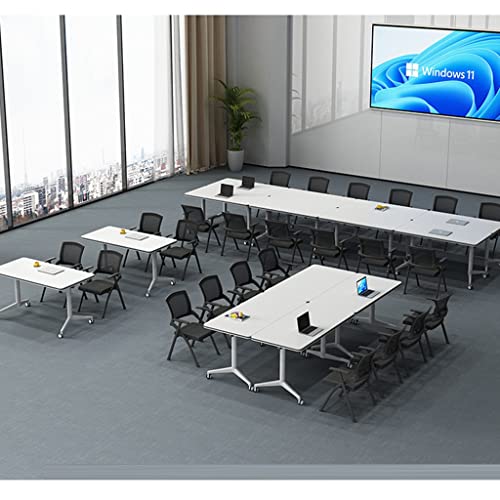 Guinjo 3 Pcs Foldable Meeting Tables, Flip Top Mobile Training Table With Modesty And Lockable Wheels, Ready To Unfold And Use (Color : White, Size : 120 * 55 * 74Cm) #TOP2