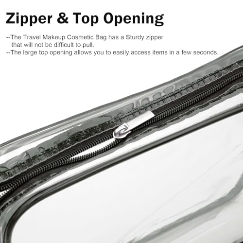 Cosywell Clear Toiletry Bag Quart Size Bag 2Pcs Travel Makeup Cosmetic Bag PVC Toiletries Cosmetic Pouch for Women Men (M)3