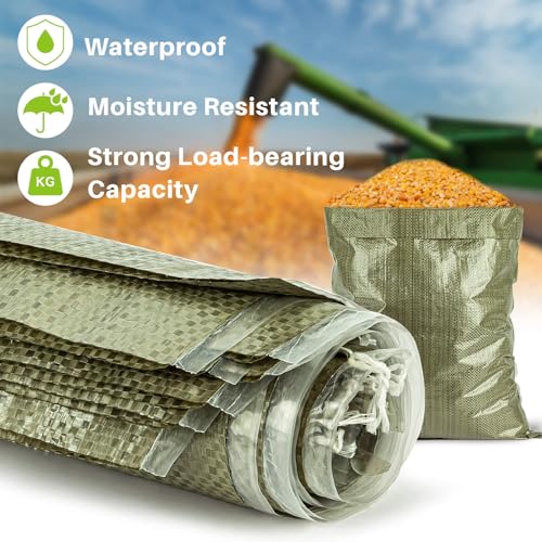 Maqihan LX-GREEN BAG 19 Empty Sand Bags - 8Pcs Green Woven Polypropylene Heavy Duty Tear Resistant Sandbags thumb #3