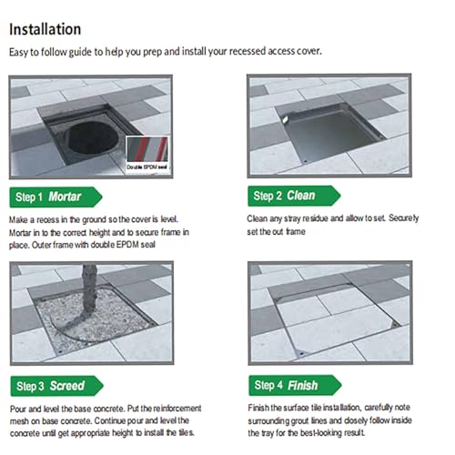 TOOSOAR Couvercle de regard 30x30x6cm,Alliage d'aluminium Couvercle de Regard Encastré et Cadre, Couvercle d'inspection Invisible pour Grilles d'égout Caniveaux – vue 5