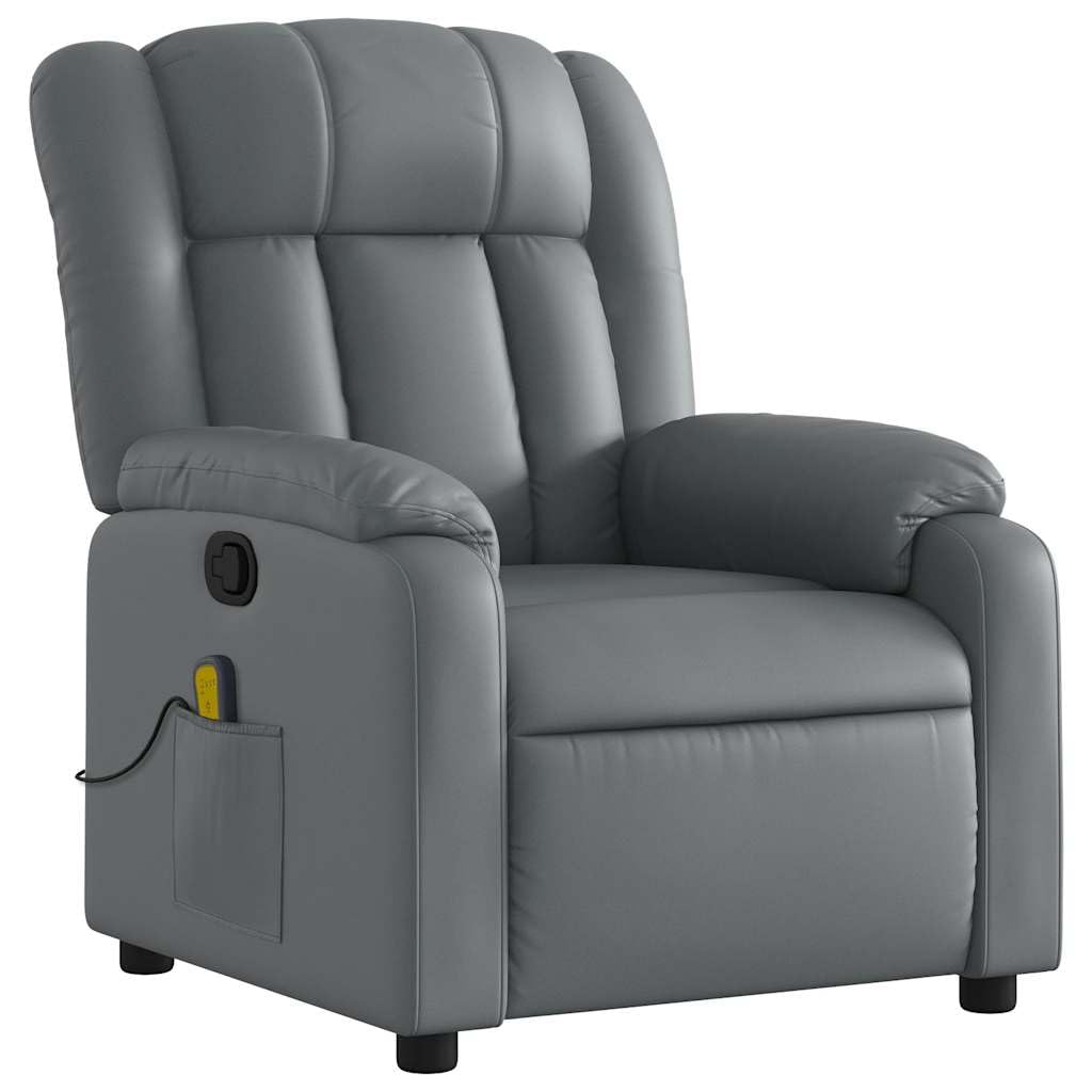 vidaXL Fauteuil de Massage Inclinable, Chaise avec Repose-Pieds, Siège avec Dossier et Accoudoirs Salle de Séjour, Moderne, Gris Similicuir