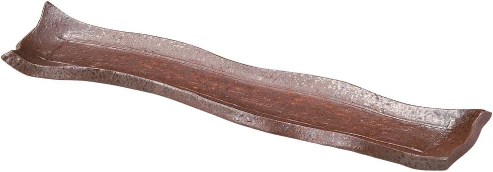 Yamashita Kogei 14038930 Bizen Style Modern Cut 12.0 Appetizer Plate, 14.4 x 3.0 x 1.2 inches (36.5 x 7.7 x