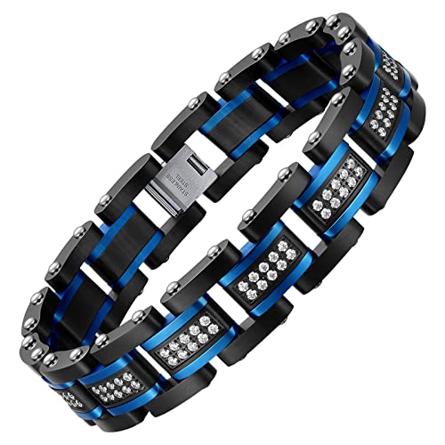 Ziallay Link Initial Bracelet Hip Hop Jewelry Gift Men Women Christmas Birthday Jewelry Gift Boyfriend Fashion Bracelet, Diamond, Two Tone Bracelet.