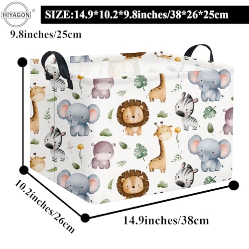 Image of Rectangular Woodland Animal Basket Baby Storage Basket Storage Bin Organizer Box Animal Room Decor(Animal Basket)