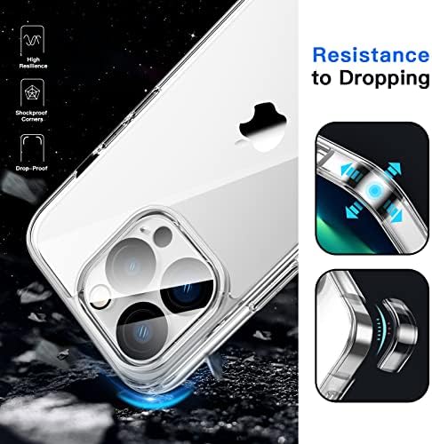 JETech 3 w 1 Etui do iPhone 13 Pro 6,1 Cala, z 2 Sztuki Ochraniacz Ekranu i 2 Sztuki Obiektyw Aparatu Ekran, Nie Żółknie, Folia ze Szkła o Pełnym Pokryciu, Odporna na Wstrząsy Case (Przezroczyste)