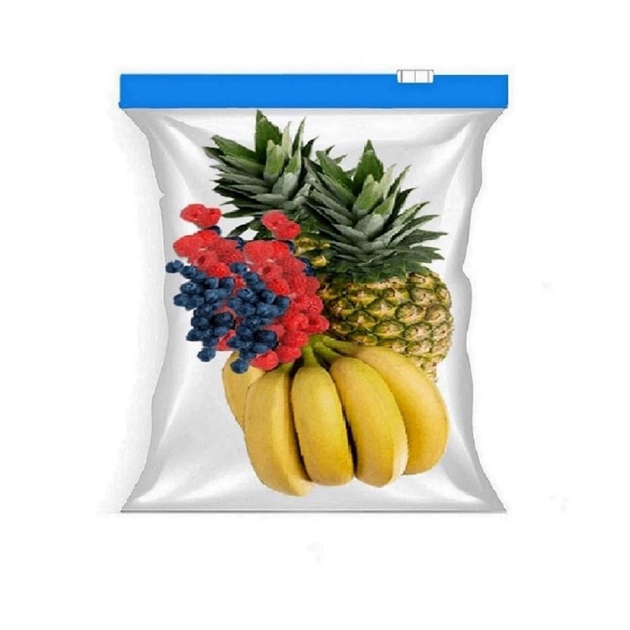 Image of Zip Lock Reusable Slider Zipper Transparent Bag For Food Storage,Fruit Vegetable Freeze Storage Pouch Bags, Ziplock Bags Best For Fridge Storage, Preserving Food (25 PCS BLUE ZIPPER BAG)