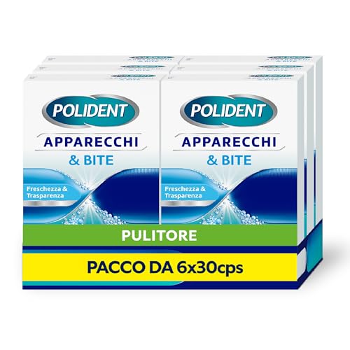Polident Apparecchi & Bite, Pulitore per Protesi Dentale, Apparecchi, Allineatori, Paradenti...