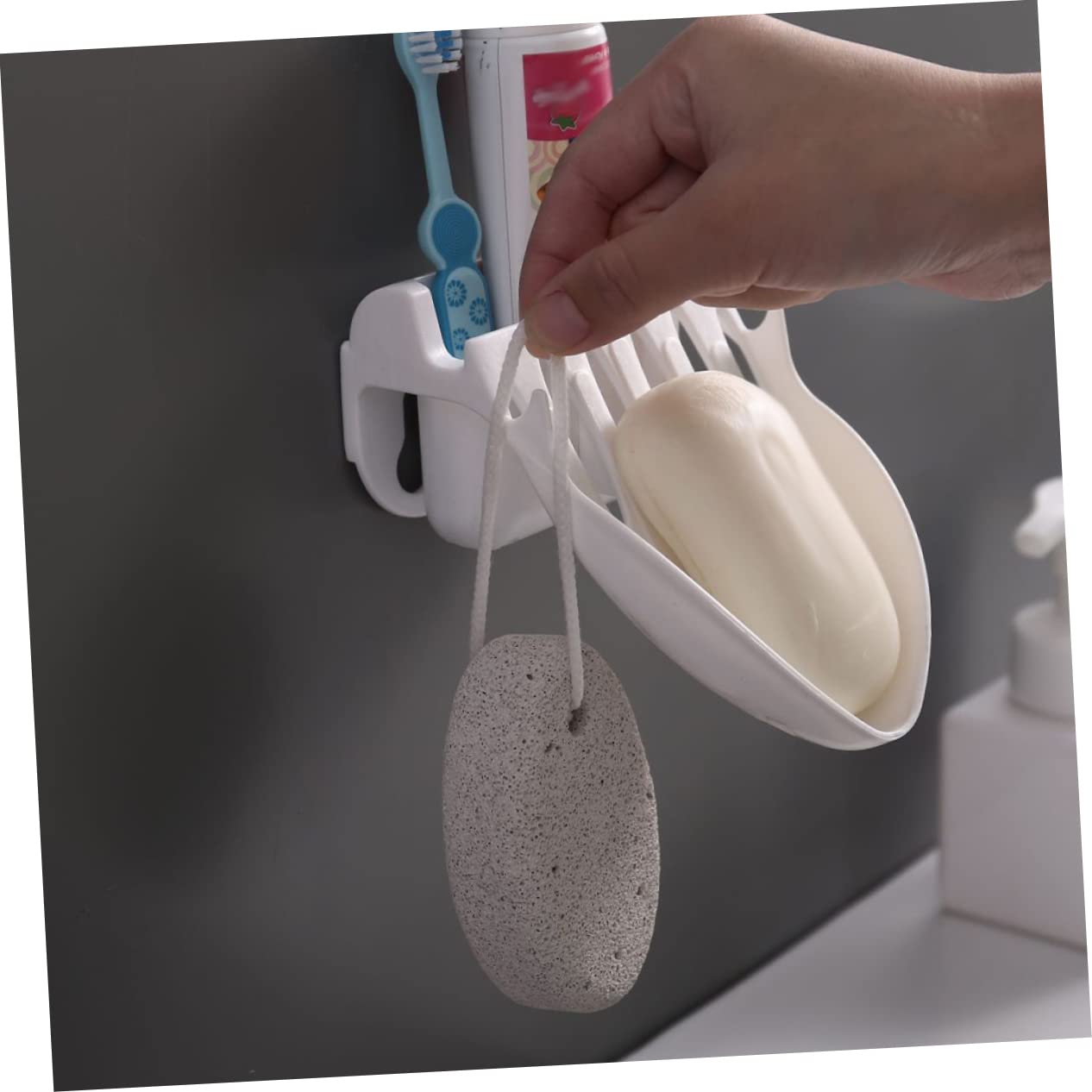 HOLIDYOYO No-Punch Soap Dispenser Accessories Accessory Storage Mounted Holders Drainage Magnetic Soap Holder Shower Soap Holder Soap Shelf White