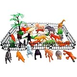 CLAPONE Animals Figure,53 Piece Mini Jungle Toys Set Animal Figurines Mini Animals Safari Animals Figures Zoo Animals Toy Animals Toddler Animal Toys Safari Animals Realistic Animal Figures