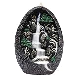 Backflow Incense Holder Resin Mountain Incense Burner Fountain Waterfall Incense Holders Home Decor with 120 Pcs Backflow Incense Cones 30 Pcs Incense Sticks (Waterfall)