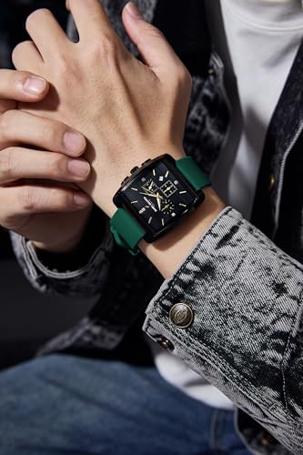 Image of Daniel Hechter Paris Alma Collection Watch for Men Premium Chronograph Watch Black Square Dial Silicone Strap, Multi-Function, Date Display Luxury