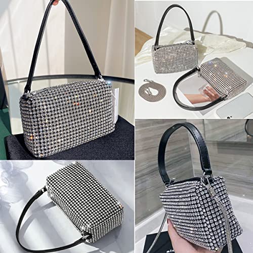 Image of BBTT.ful Rhinestone Evening Handbags Sparkling Crystal Purse Daily Casual Shoulder Bag