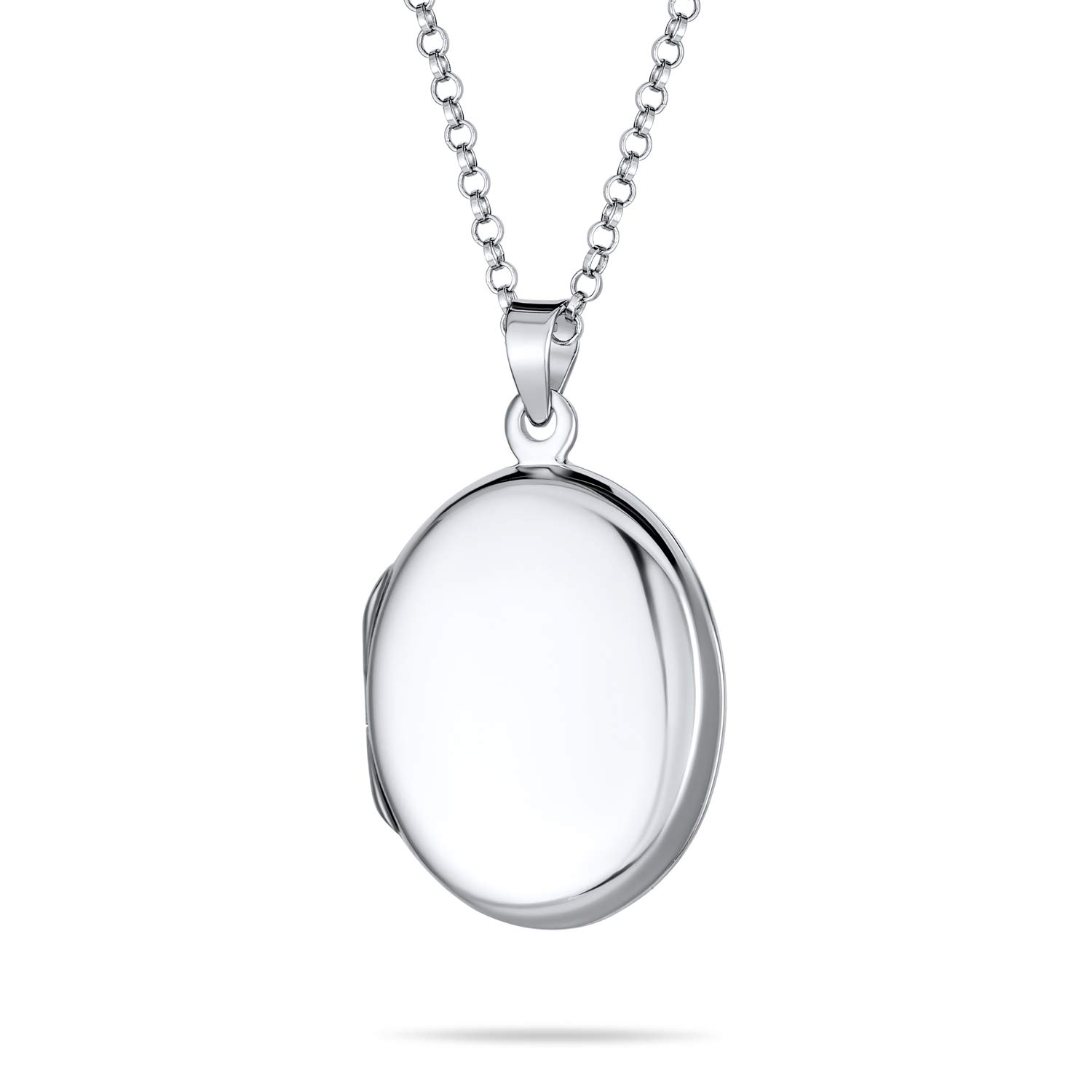 Bling Jewelry Pendentif Collier Médaillon Photo Personnalisé En Argent .925 Simple Dôme Ovale Cercle Traditionnel Souvenir Pour Femmes Adolescents Contient Des Photos Petites Moyennes Grandes