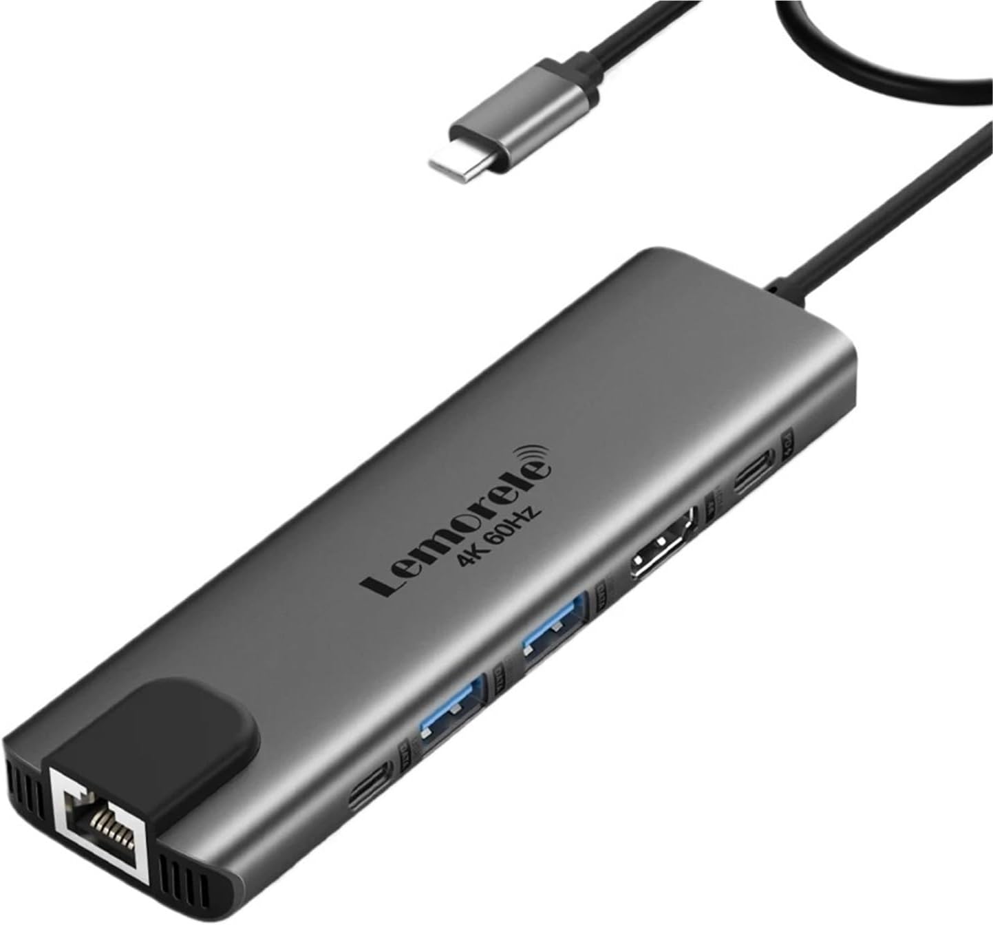 Hub USB C 6 en 1 TC44 con HDMI 4K, RJ45 y Carga 100W