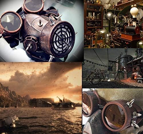 Vintage Steampunk Glasses Custom Made Safety Glasses Cosplay Party Accessories Steampunk Theme Events Hat Embellishments (Antique Silver Tangerine Design)