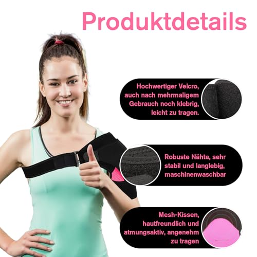 VEGCOO Schulterbandage Verstellbar für Herren/Damen - Neopren Schulterstütze mit Haltungskorrektur, Beidseitig (Rechts & Links) - Schulterschmerzen Unterstützung, Schultergurt bei Luxation & Sport