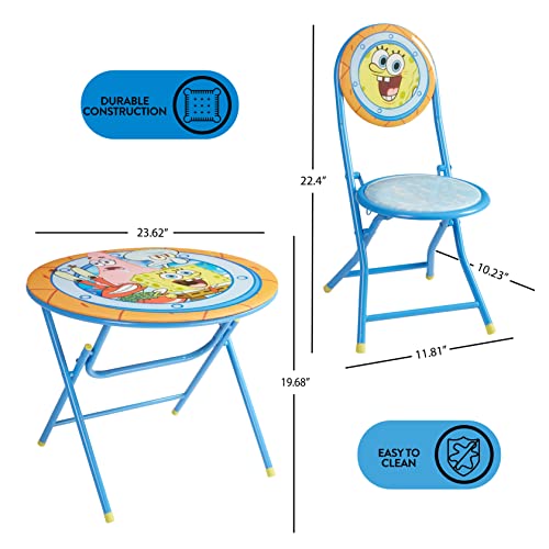 Image of Spongebob Squarepants Round Table and Chair Set,Kids Activity Table with 2 Chairs, Fun Playroom Furniture for Arts, Crafts & Snacks