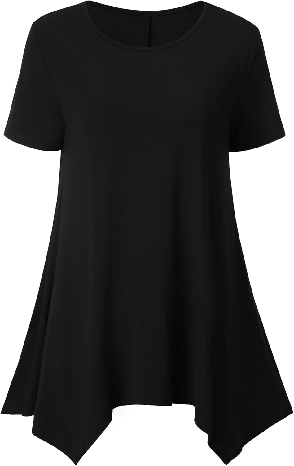 LYANER Women's Crewneck Short Sleeve Tunic Top Loose Flowy Irregular Hem Blouse - Image 6