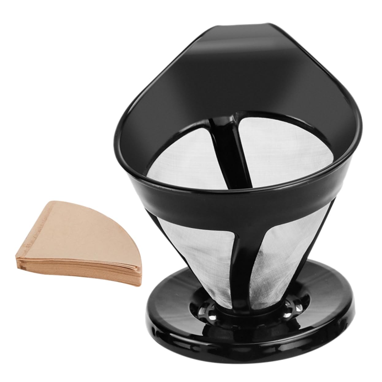 NAMOARLY Stainless Steel Coffee Strainer Home Coffee Funnel 30pcs Filter Paper Cups for Coffee Extracti