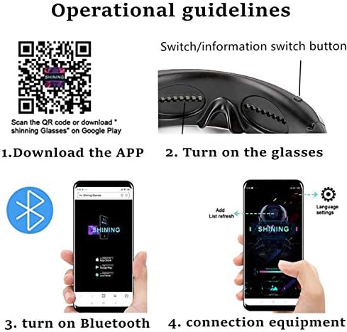 LED Customizable Bluetooth Glasses for Party, APP Control LED Display Smart Glasses, USB Rechargeable Glasses for Nightclub, Festivals, Raves, Christmas, Birthday Costumes Color