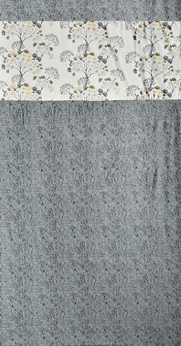 Image of Floral Patch Semi-Sheer Curtains for Window 5 Feet, Pack of 2, Grey