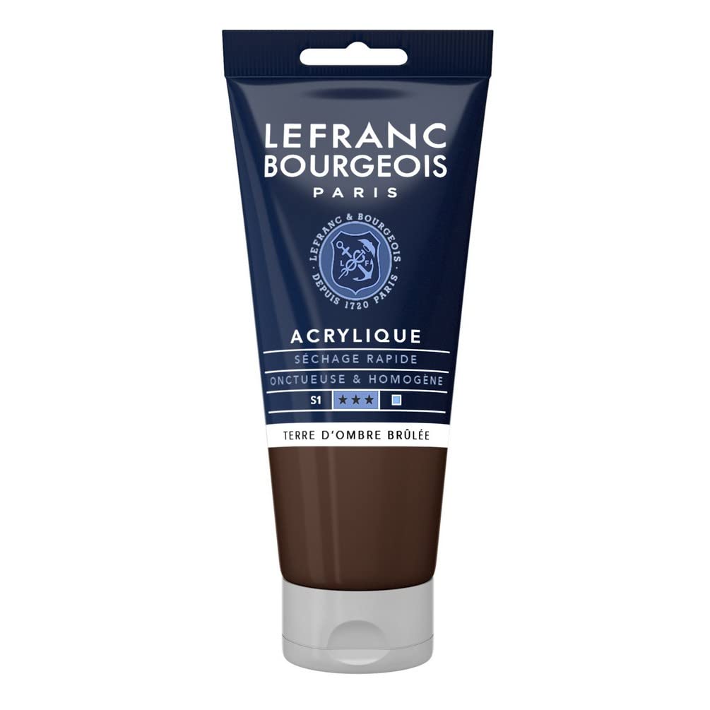 Lefranc & Bourgeois 300356 Fine Aycrl Paint 80ml Tube, Highly Pigmented Good Coverage Cream, Homogeneous Texture, Burnt Umber