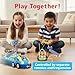 Prextex 2 Pack Cartoon Remote Control Cars for Toddlers - Police Car and Race Car with Steering Wheel Controllers and Lights - Different Frequencies So Both Can Race Together - Toddler Gift 18+ Months