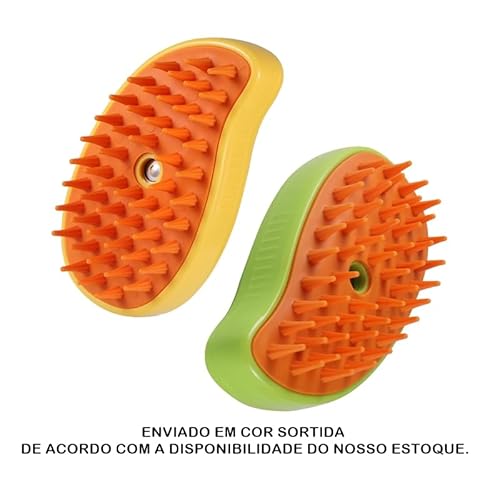 Escova Vapor Tira Pelo Pet Recarregável Usb cão gato 3 Em 1 - Autolimpante, Massagem e Remoção de Pe