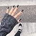 Milanco Ballerina Fake nails Pure Color Matte Coffin Nails Full Cover Medium False Nails Art Tips 24Pcs Sets for Women (Black)
