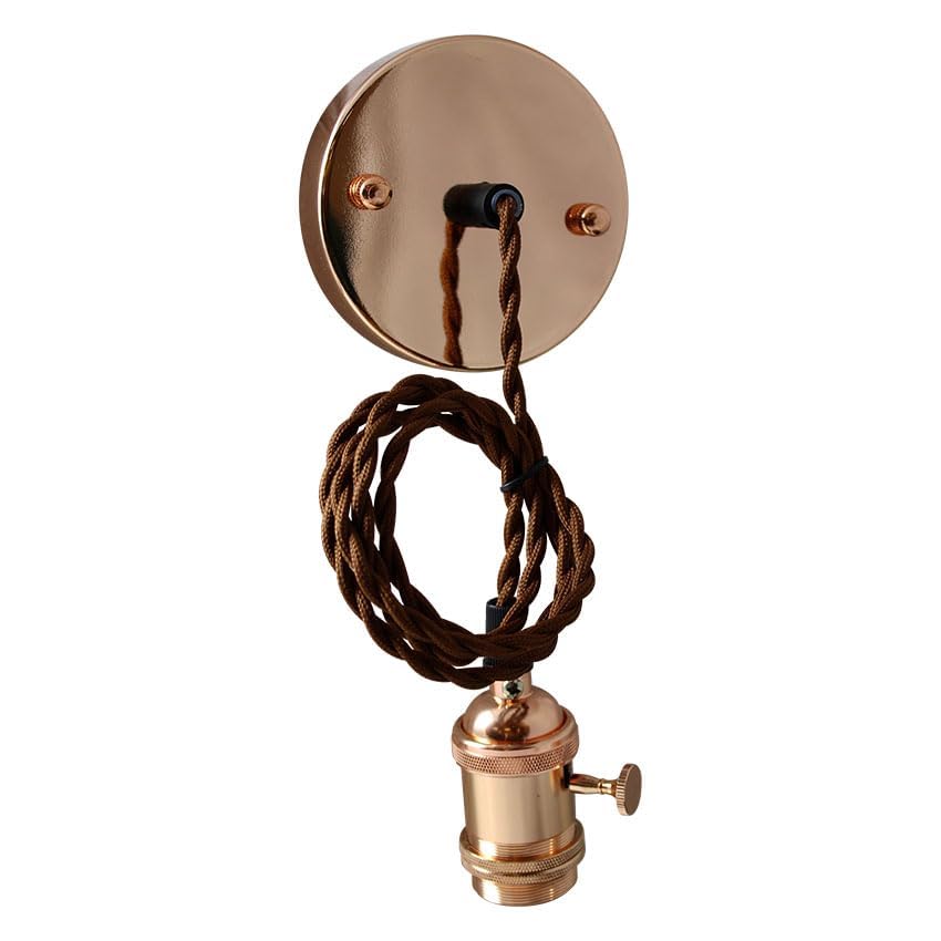 Douille E27 vintage laiton vieilli avec variateur rotatif et câble cobre