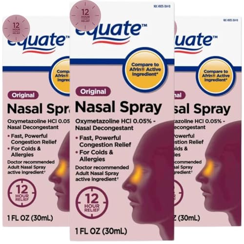 Original 12 Hour Nasal Spray, Max Strength, 1 Fluid Ounce - Original Nasal Spray - Oxymetazoline Hydrochloride 0.05% - Pack of 3
