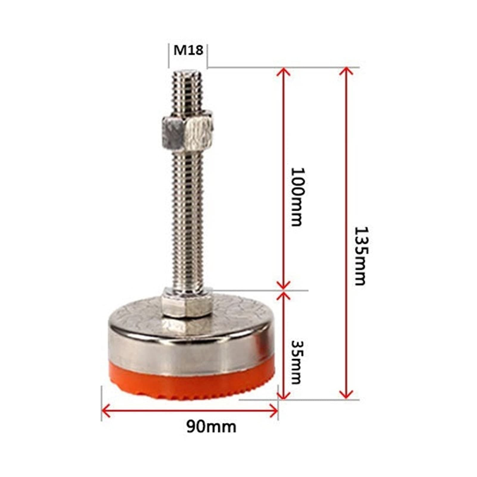 Niveladores de muebles, enderezador de patas ajustable roscado de acero al carbono a prueba de golpes, pies autonivelantes, diámetro de la base de 2.8 pulgadas, 3.5 pulgadas, adecuado, armarios y