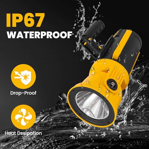 Image of LETOUR Rechargeable LED Spotlight Flashlight 1450000Lumen with 90 Rotate Head Super Bright Spot Lights Outdoor Handheld, IPX6 Waterproof Flashlight for Emergencies