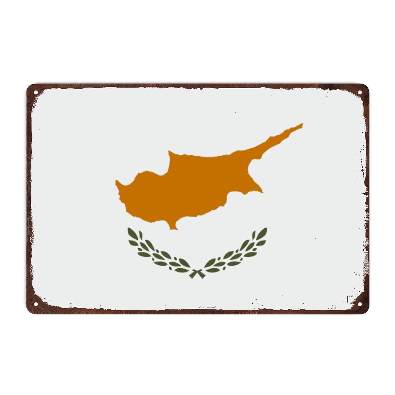Vintage Metallschild „I Love Cyprus“ – Patriotische Wanddekoration Mit Flagge, 30,5 X 45,7 Cm, Wetterfest