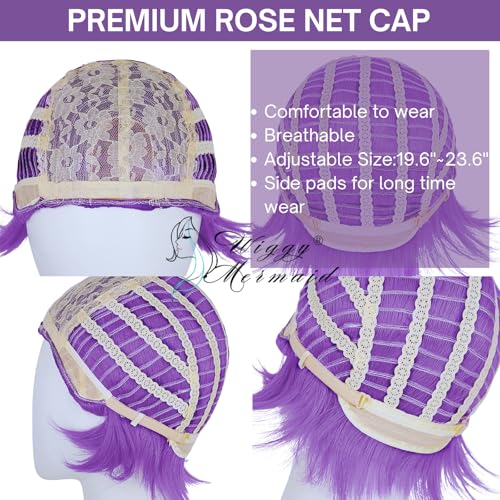 wiggy mermaid long purple braid wig for women purple base wig with braids ponytail clip  cap for stage party halloween costume cosplay