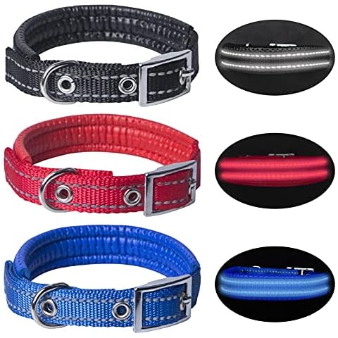 Hywean 3pcs Adjustable Reflective Dog Collars Padded Soft Cosy Breathable Collar for Small Medium Large Dog Cover